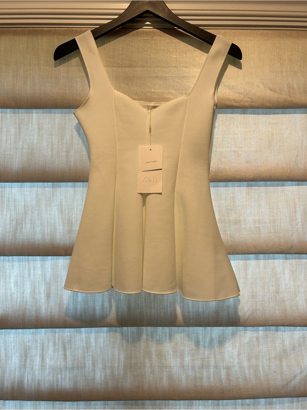 Zara Cream Square Neck Peplum Camisole